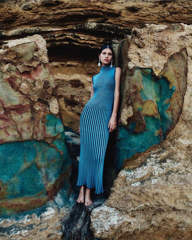 Artisanal blue dress from the brandESCVDO